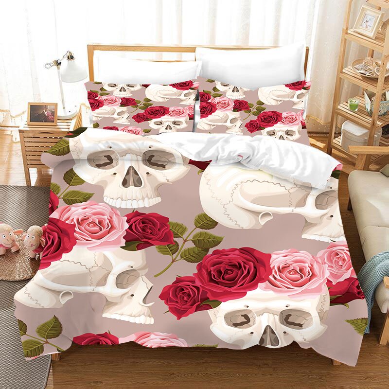 Color Ink Skull Bedding Set Duvet Covers Pillowcases Sugar Skull Queen Comforter Bedding