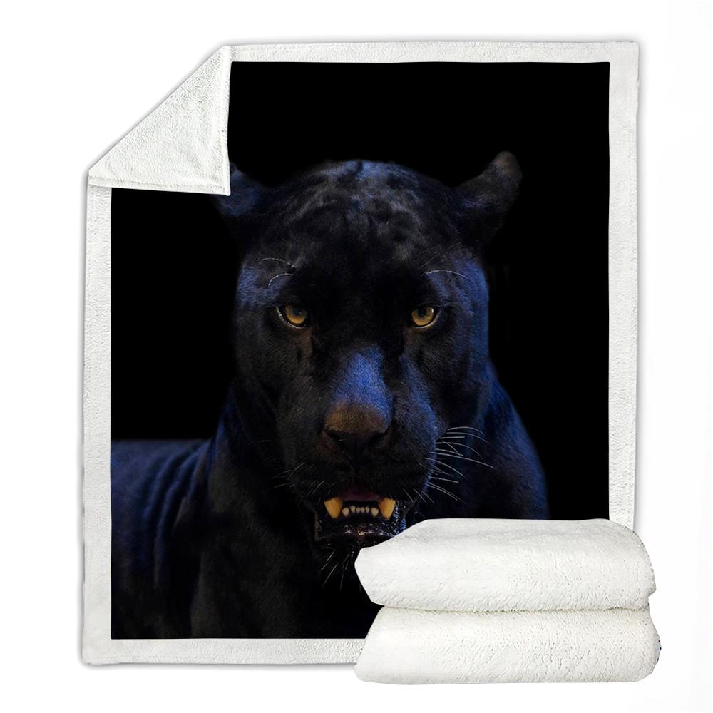 Black panther Sherpa Fleece Blanket Wild Animals Throw Blanket