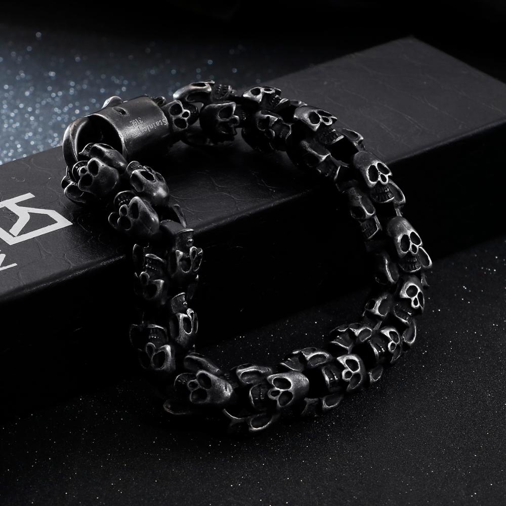 Fongten Vintage Skull Stainless Steel Men Black