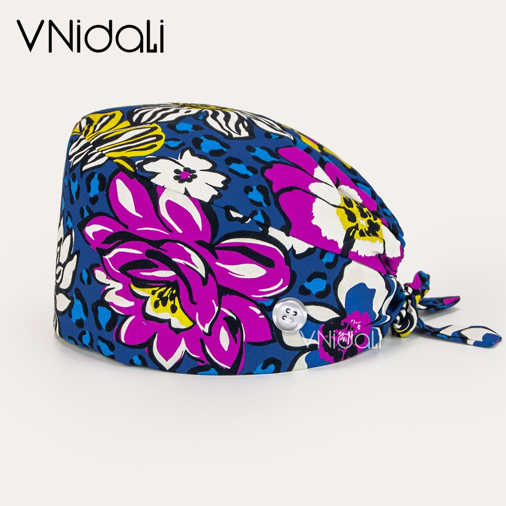 Sugar Skull printing hats adjustable scrub hat beauty salon working cap laboratory pet shop nursing scrubs cap