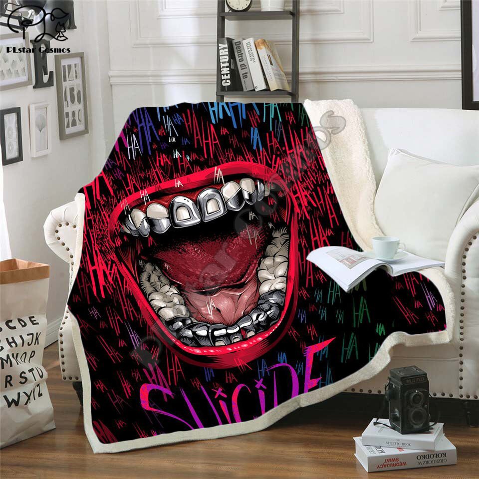 Night Before Christmas Joker Poker Printed Velvet Plush Blanket Duvet