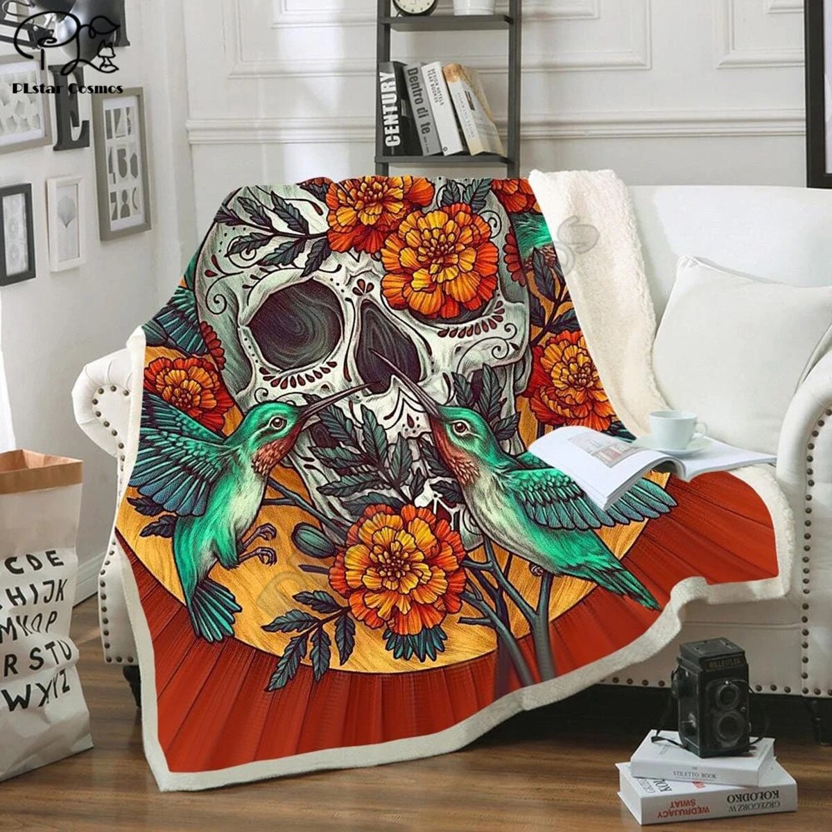 Skull And Flower Blanket 3D full printed Wearable Blanket