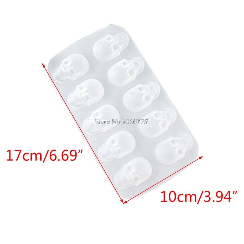 10 Cavity Ice Cube Maker 3D Skull Shape Silicone Chocolate Mold DIY Whiskey Bar Ice Cube Mold Dropship