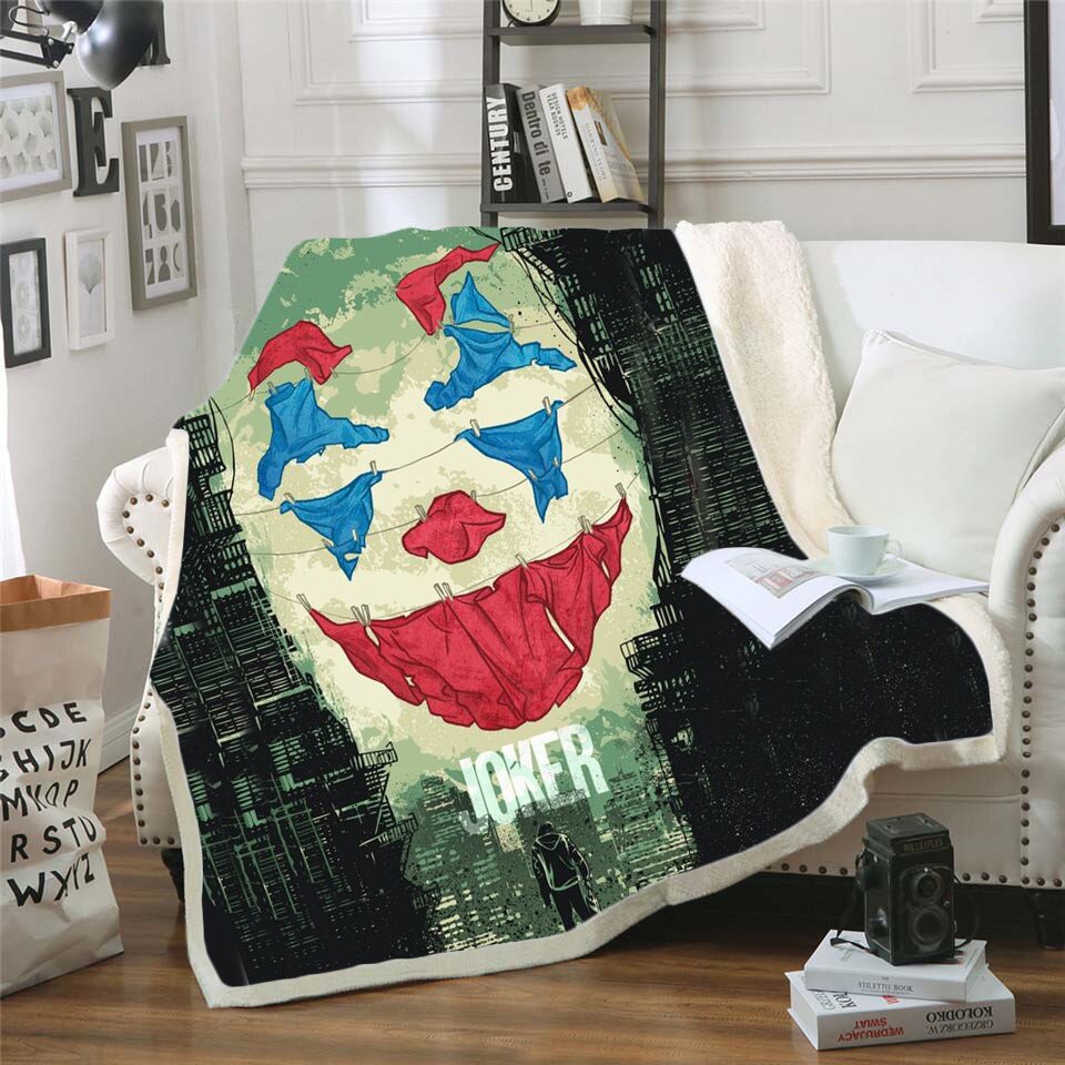 Night Before Christmas Joker Poker Printed Velvet Plush Blanket Duvet