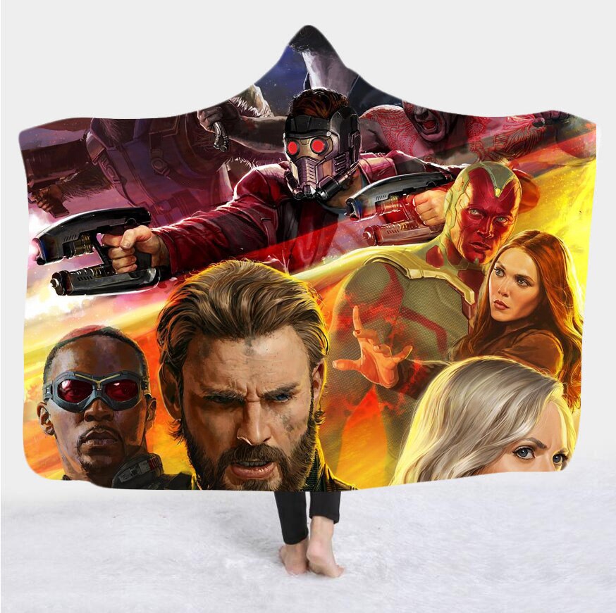 movie Avenger 3D Print Plush Throw hooded Blanket Sherpa Fleece Bedspread Blanket