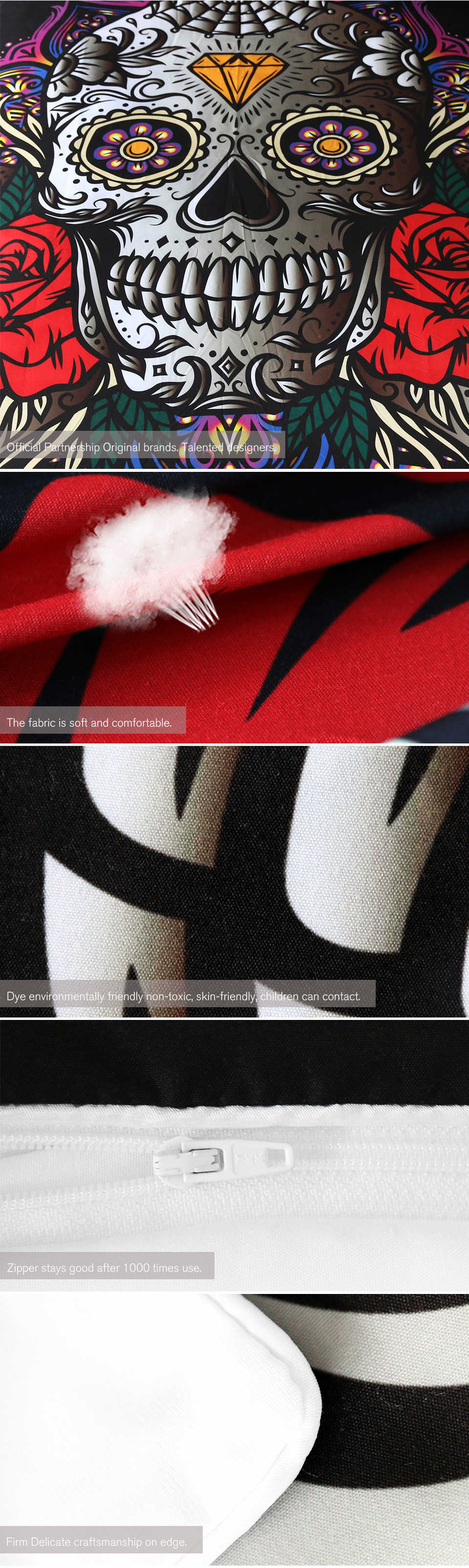 Sugar Skull Bedding Set 3pcs