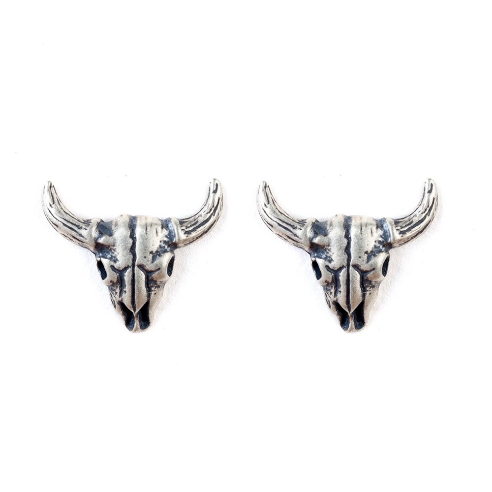 S925 Sterling Silver Men's and Women's Earrings Cute Mini Goat Skull