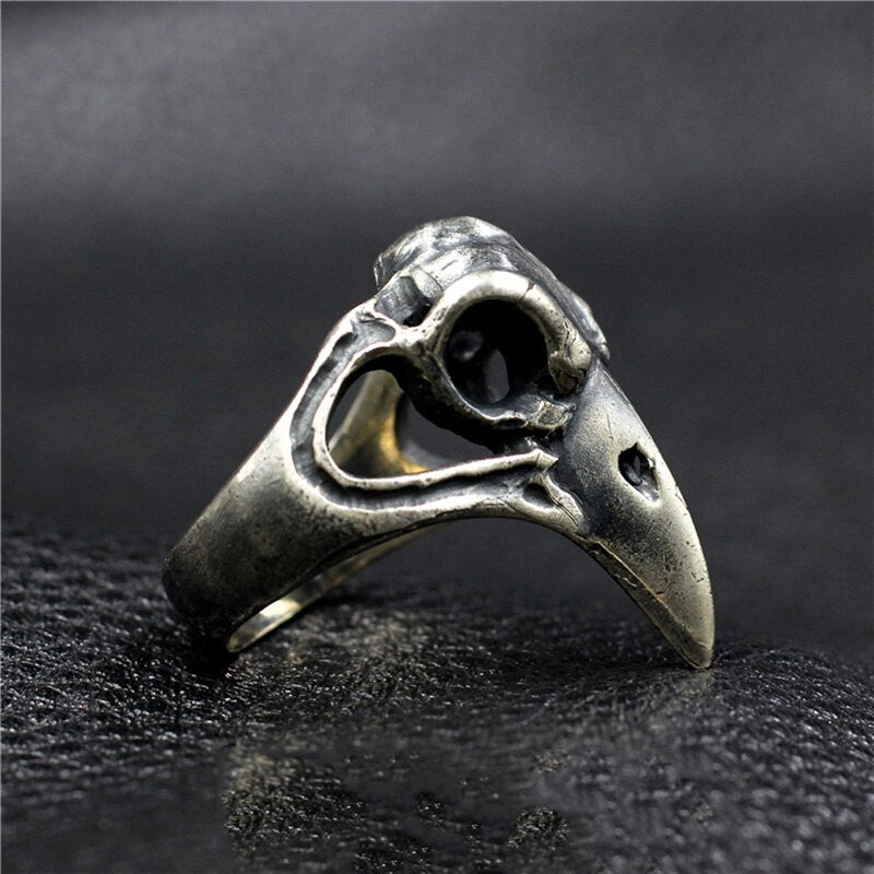 Solid 925 Sterling Silver Jewelry Skull Bird Rings For Men Antique Retro Punk