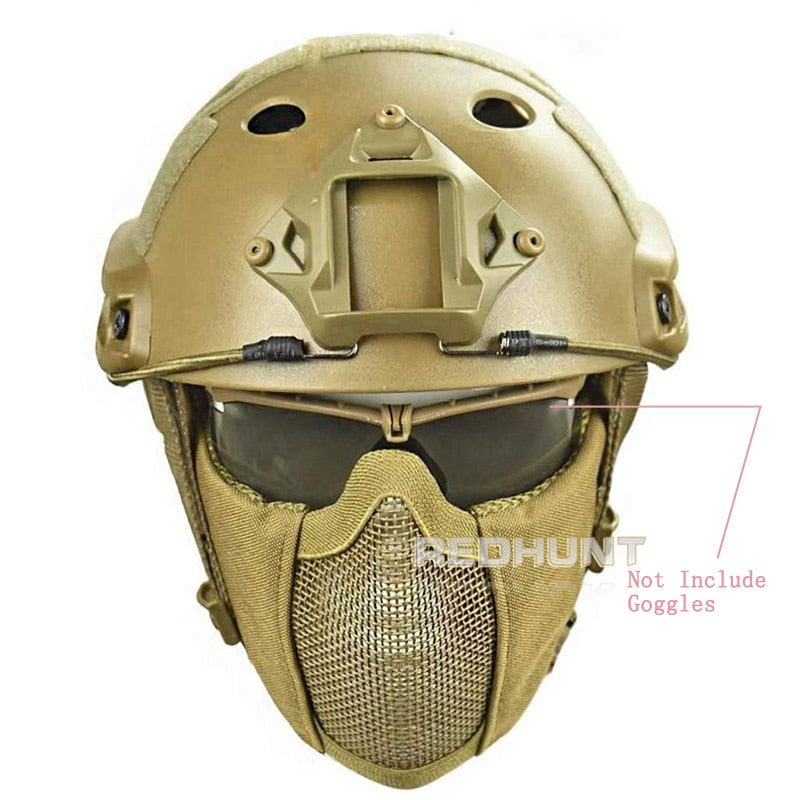 Tactical Helmet Mask Cs Airsoft Paintball Army War Game Motorcycle Hunting Solid Color Fast Helmet