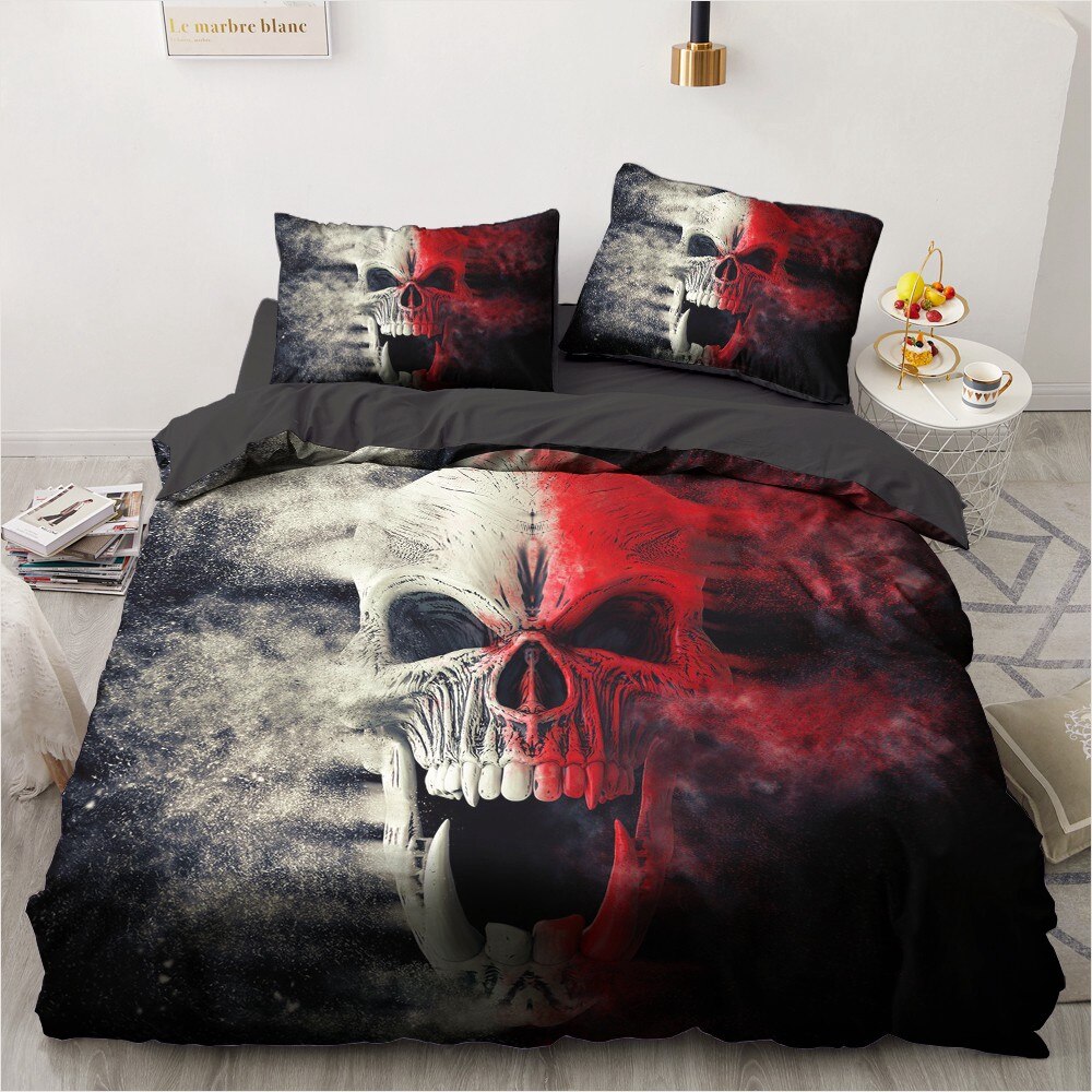3D Skull Bedding Sets Duvet Quilt Cover Set Comforter Bed Linen Pillowcase