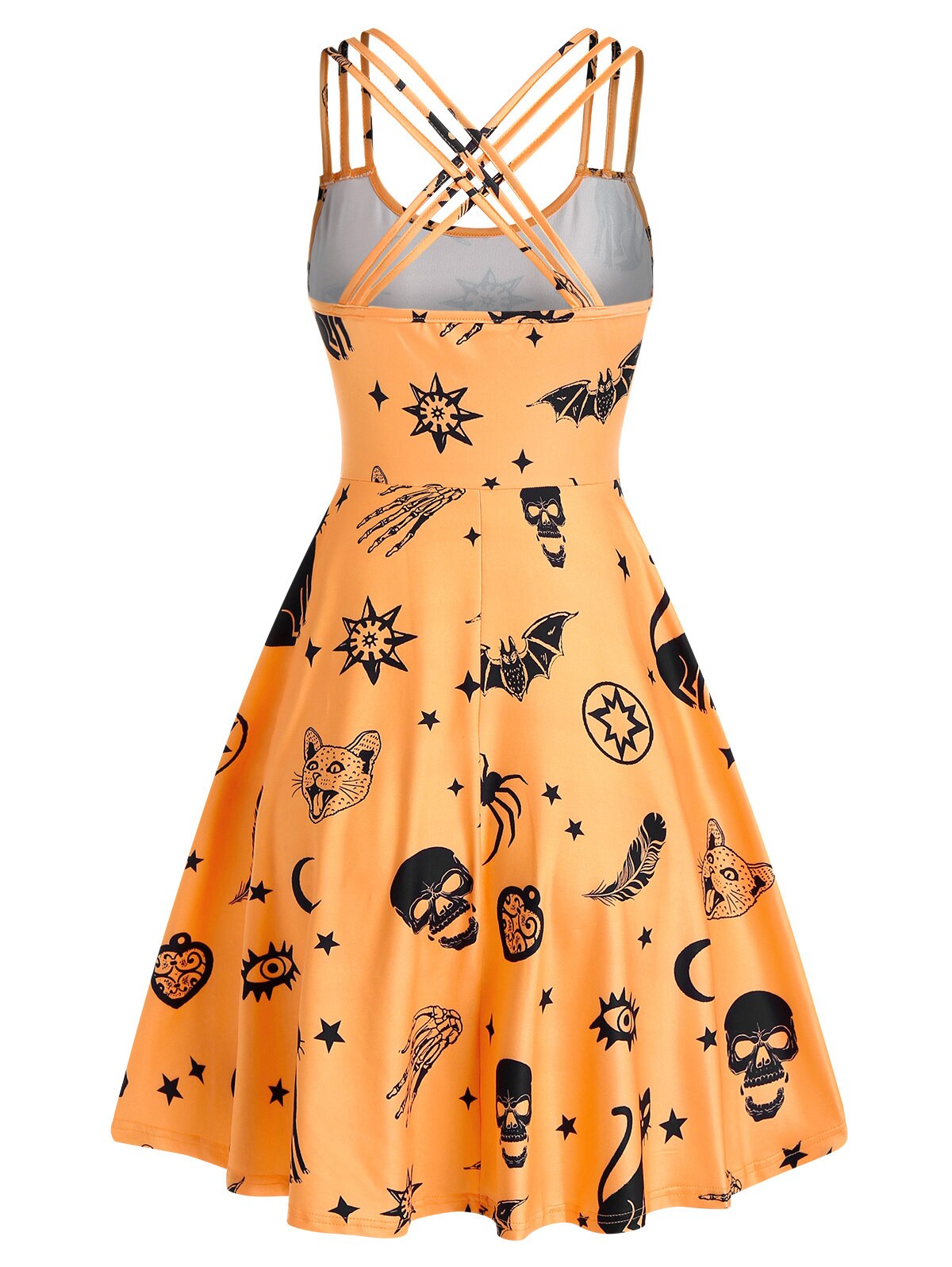 Plus Size Women Black Mini Dress Gothic Skull