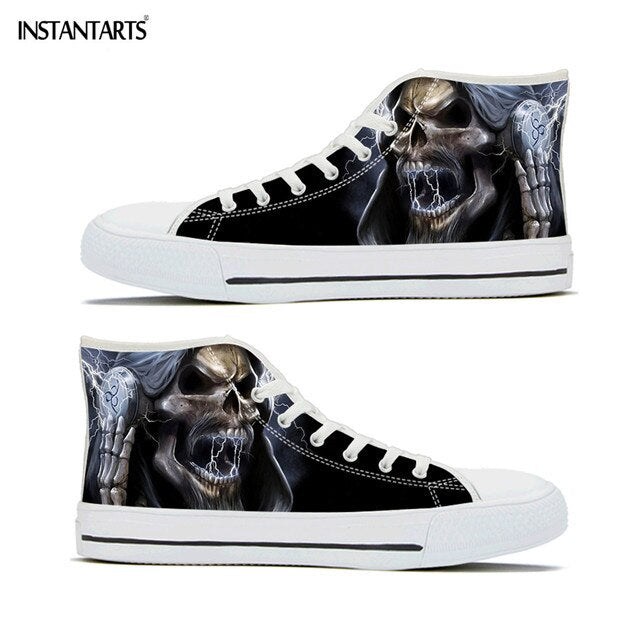 Funk Skull Printing Women Men Flats Shoes Cool Design Walking