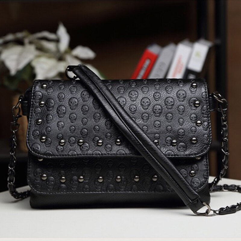 England Style Skull Women Crossbody Bag Leather Small Skull