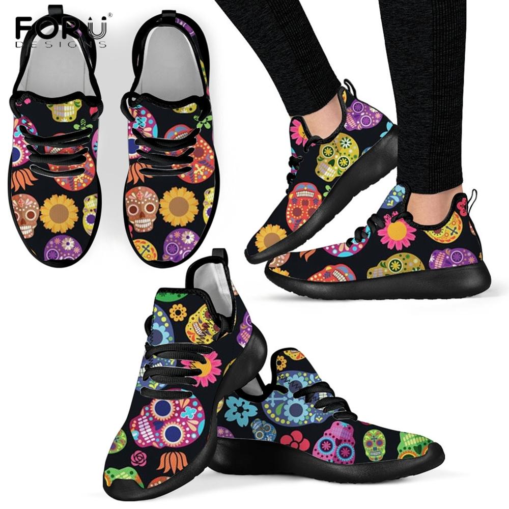 Vintage Classic Sugar Skull Pattern Shoes Woman