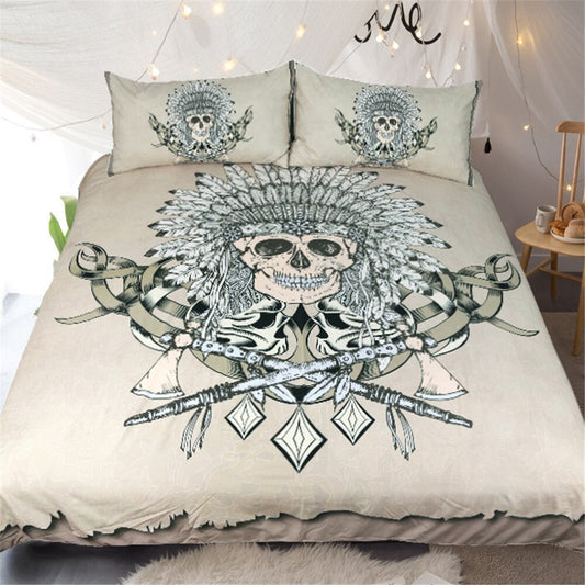 Black Color Duvet Cover Queen Size Luxury Sugar Skull Bedding Set Quilt Cover