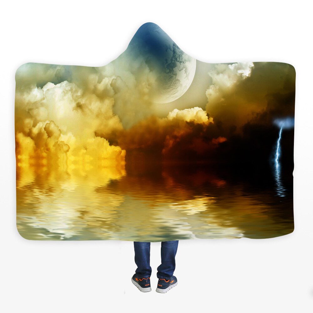 3D Halloween Skull Print Hooded Blanket Comfortable Soft Blanket