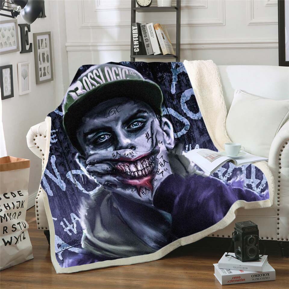 Night Before Christmas Joker Poker Printed Velvet Plush Blanket Duvet