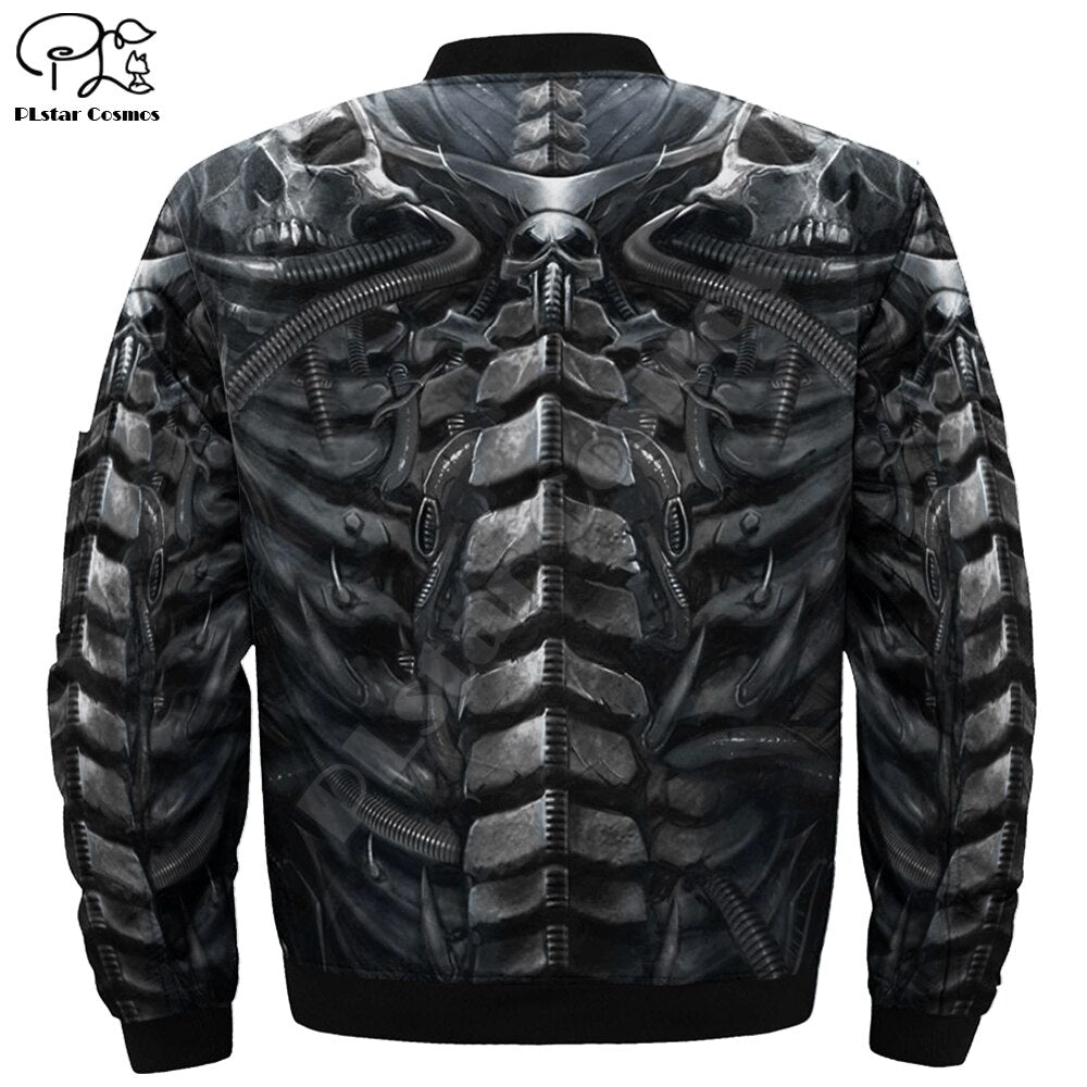 Mens Unisex 3d Bomber Jackets trippy skull head Print zipper Flight Jacket casual unisex