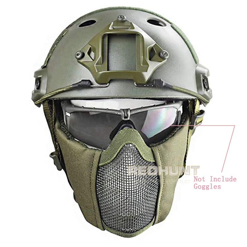 Tactical Helmet Mask Cs Airsoft Paintball Army War Game Motorcycle Hunting Solid Color Fast Helmet