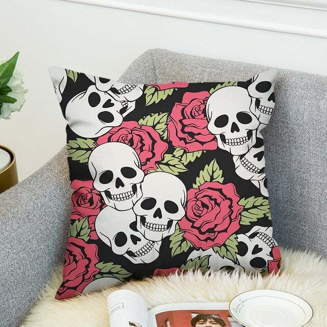 3D Printed Sugar Skull Cover Polyester Cushion Cover Home Bedroom Hotel Car Decoration