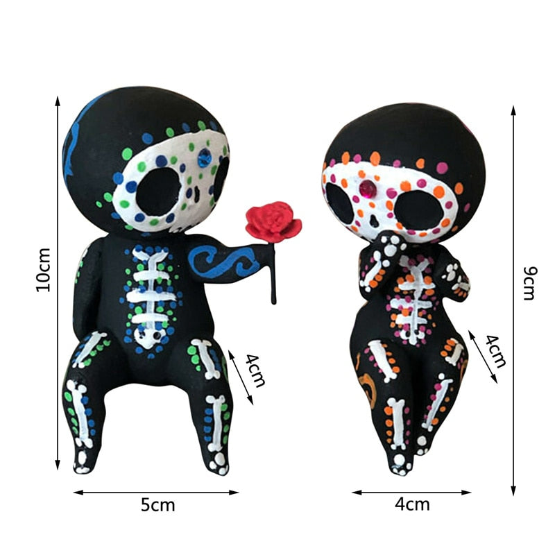 Sugar Skull Figurine Model Hand-painted Resin Toy Statue