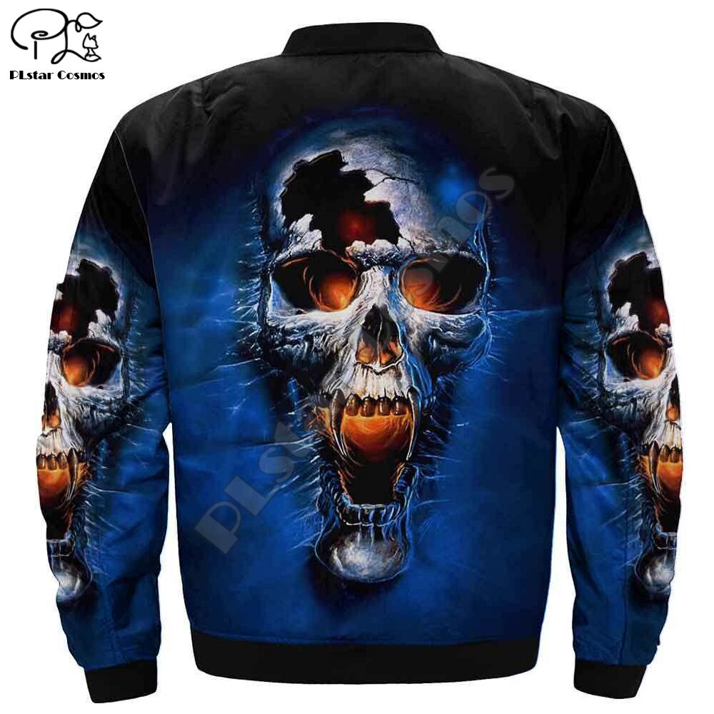 Men 3d Bomber Jackets trippy skull Print winter autumn zipper Flight Jacket casual unisex halloween Streetwear coat