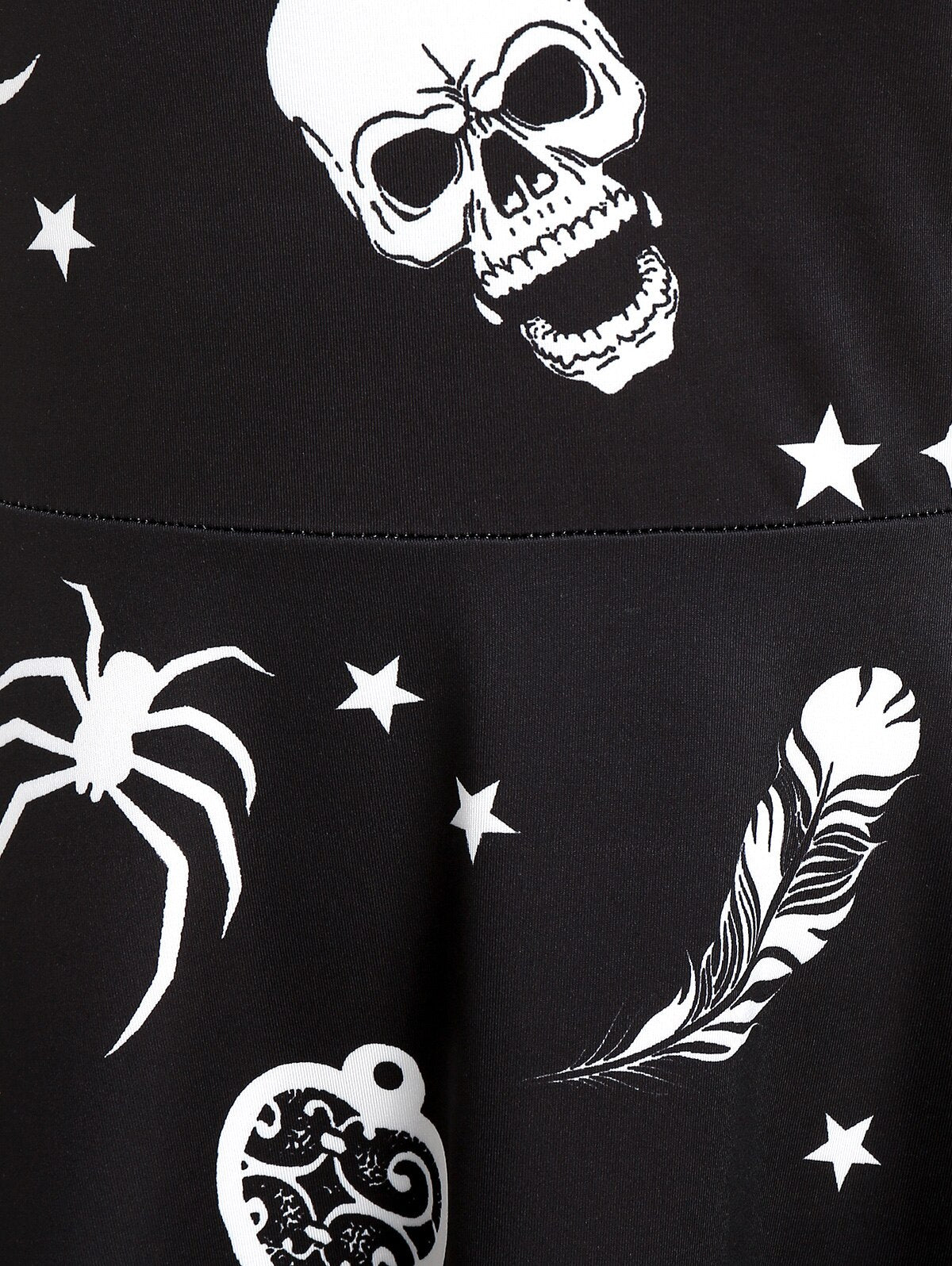Plus Size Women Black Mini Dress Gothic Skull