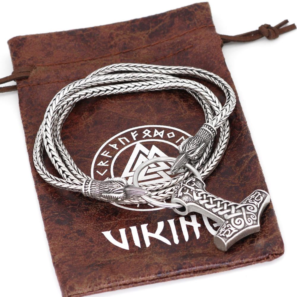 Norse Viking Raven Pendant Cord Odin's Ravens Of Thor's Hammer