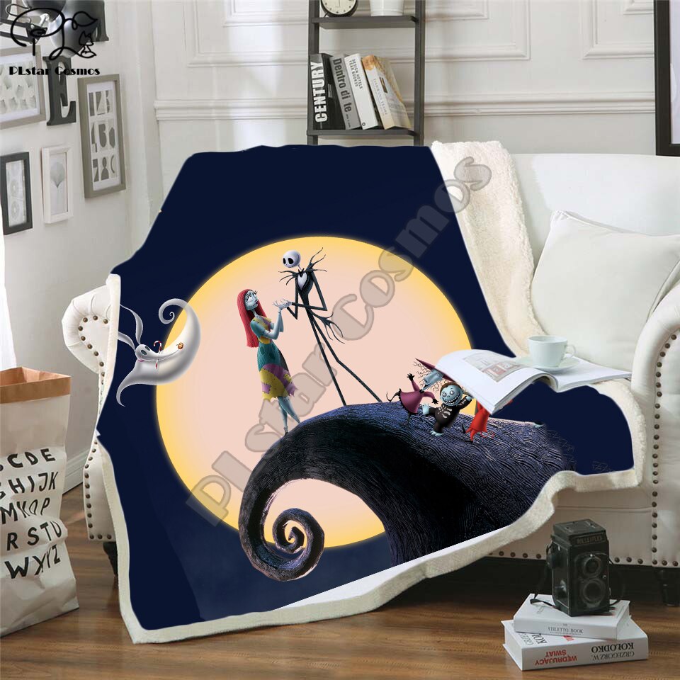 The Nightmare Before Christmas Jack Skull Sherpa Blanket Plush Velvet