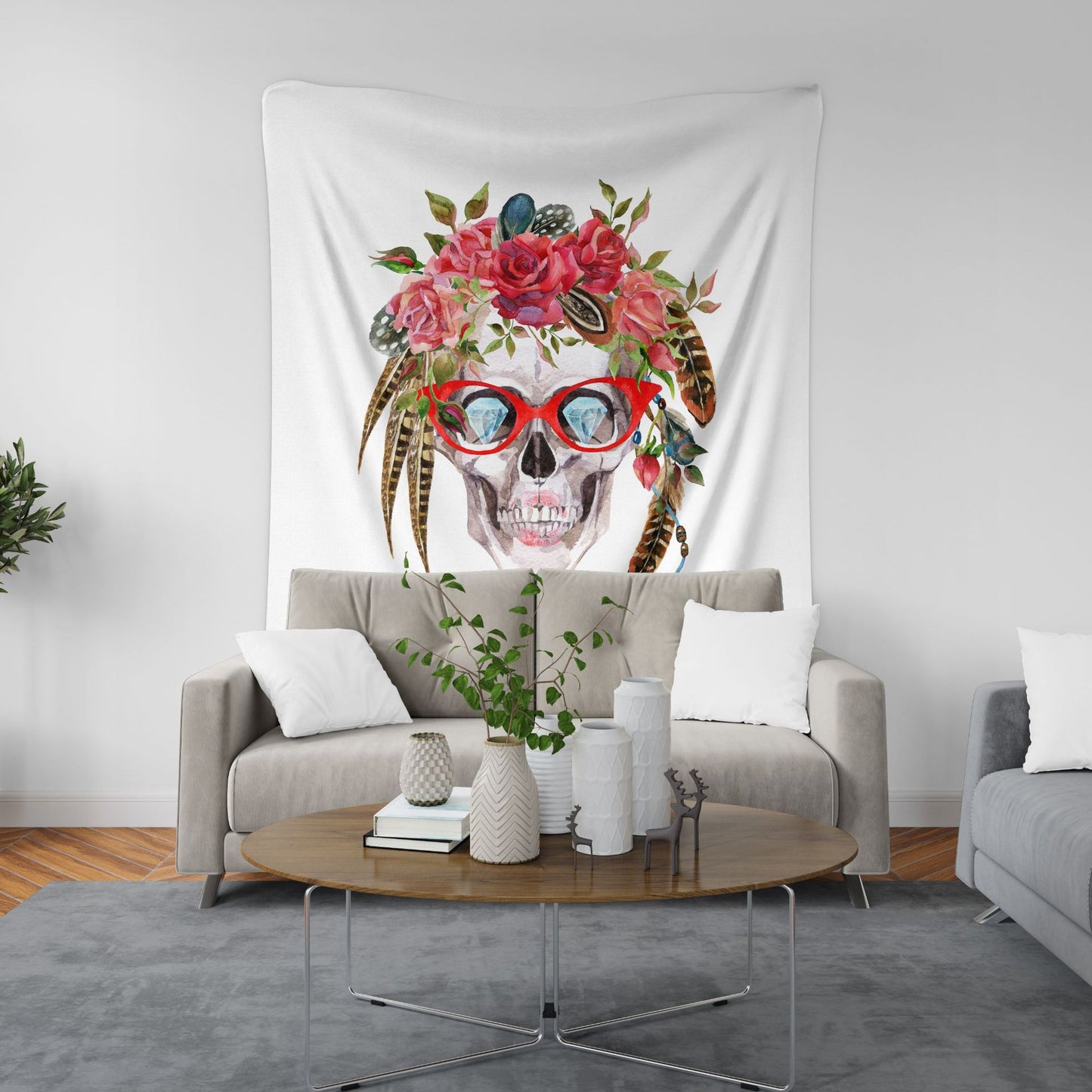 Cartoon Skull Pattern Tapestry Blanket Wall Hanging Tapestries Home