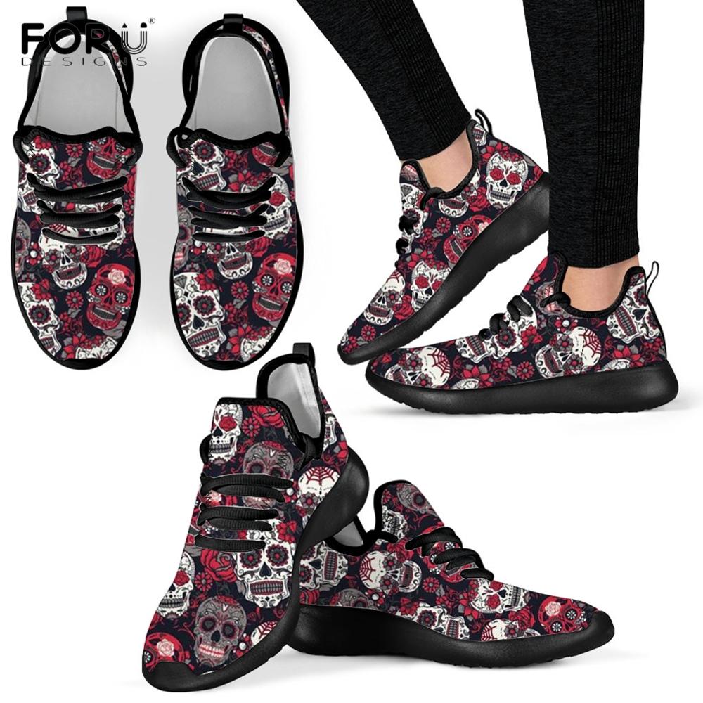 Vintage Classic Sugar Skull Pattern Shoes Woman