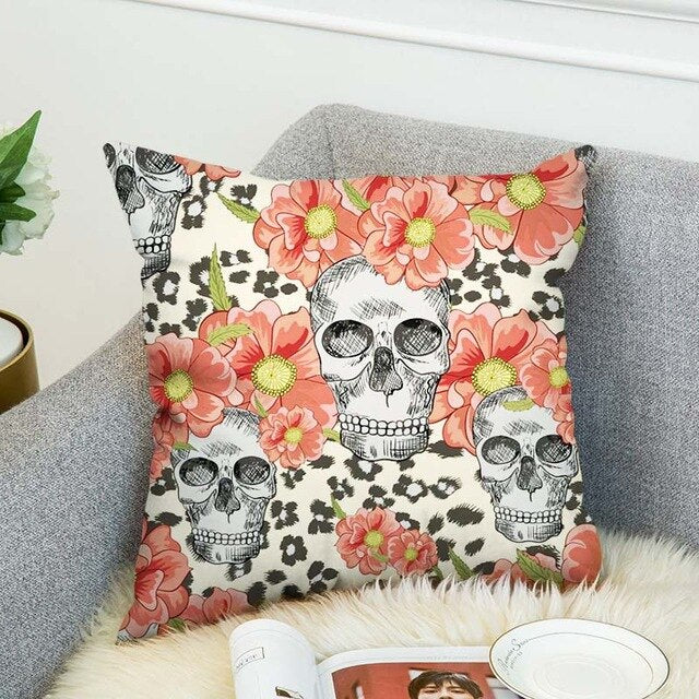 3D Printed Sugar Skull Cover Polyester Cushion Cover Home Bedroom Hotel Car Decoration