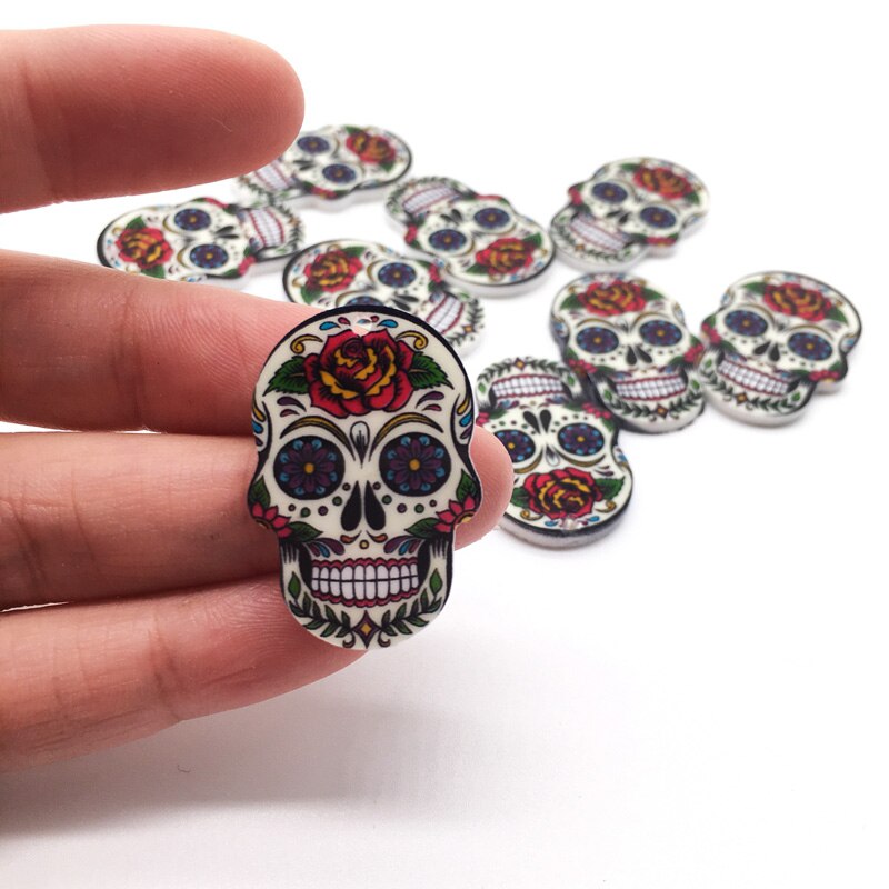 10pcs Charms Sugar Skull Halloween Charms for Jewelry Making