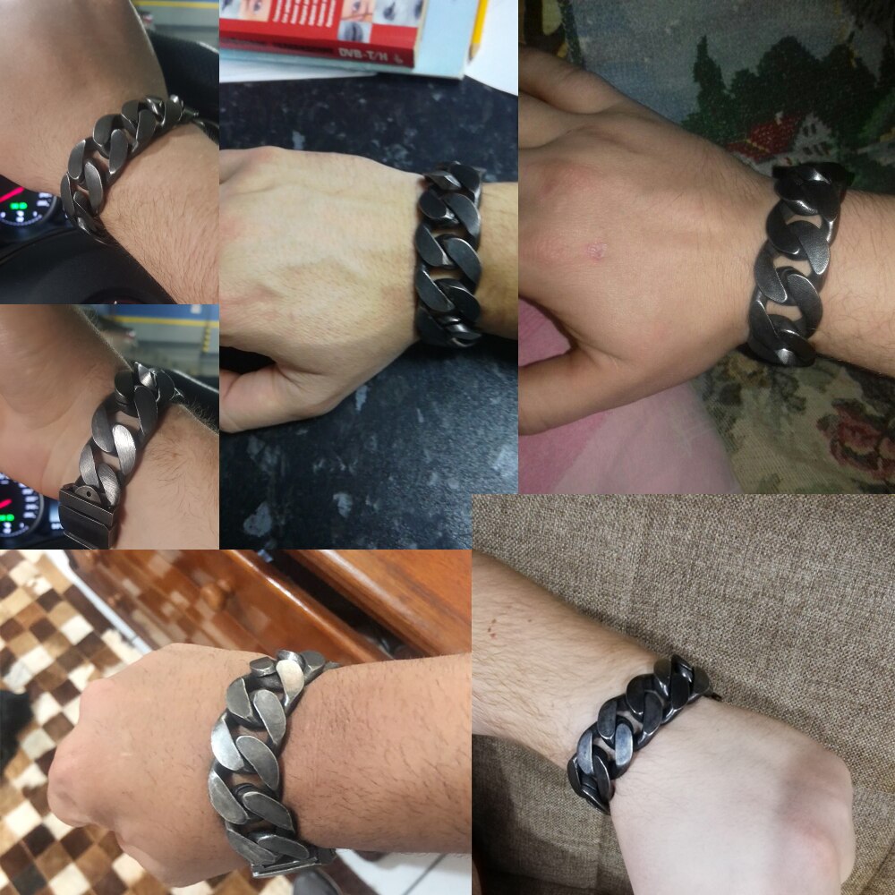 24MM Wide Friendship Mens Bracelets 2020 Heavy Black Stainless Steel