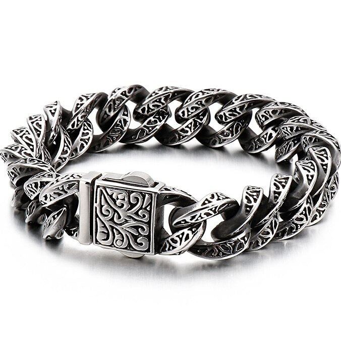 Gothic Mens Skull Bracelet For Men Stainless Steel Biker Viking Charm Bracelets