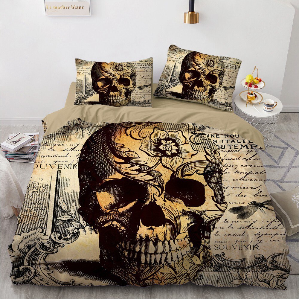 3D Skull Bedding Sets Duvet Quilt Cover Set Comforter Bed Linen Pillowcase