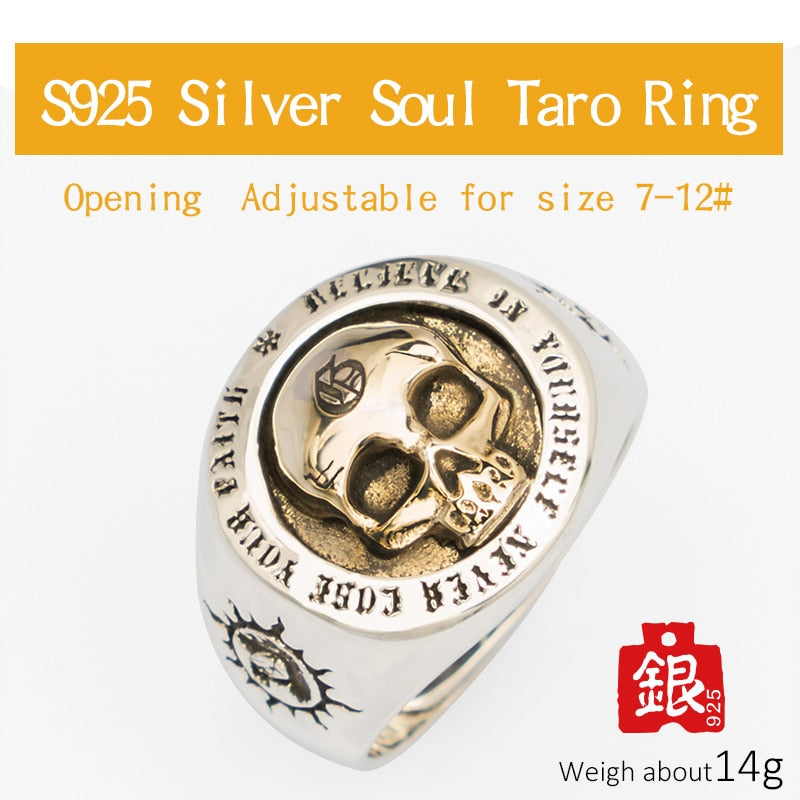 Skull Silver rings for man Vintage Punk Sterling Silver