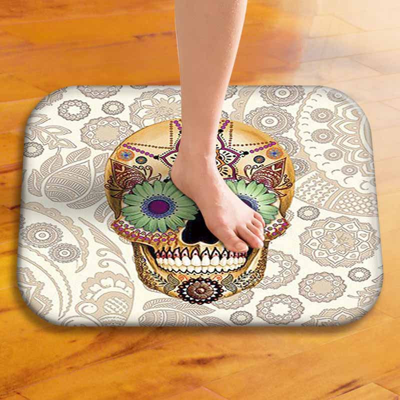 Skull Mats Flannel Carpet Non-slip Mats Home Decorations