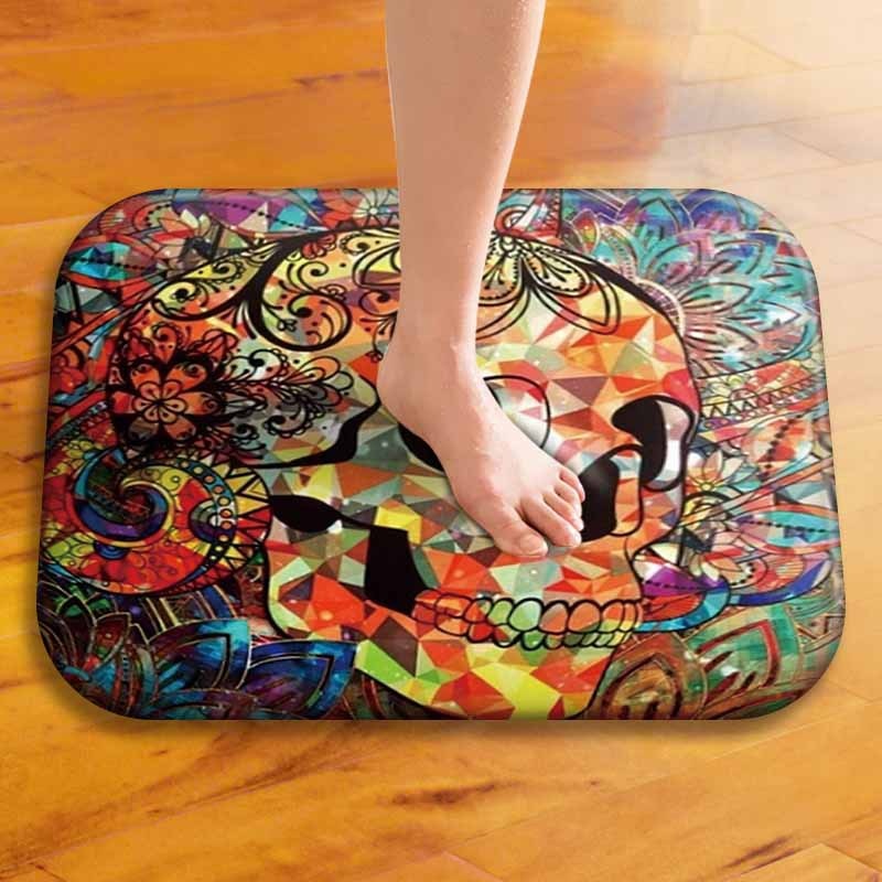 Skull Mats Flannel Carpet Non-slip Mats Home Decorations