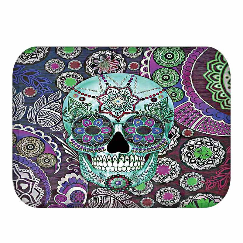 Skull Mats Flannel Carpet Non-slip Mats Home Decorations