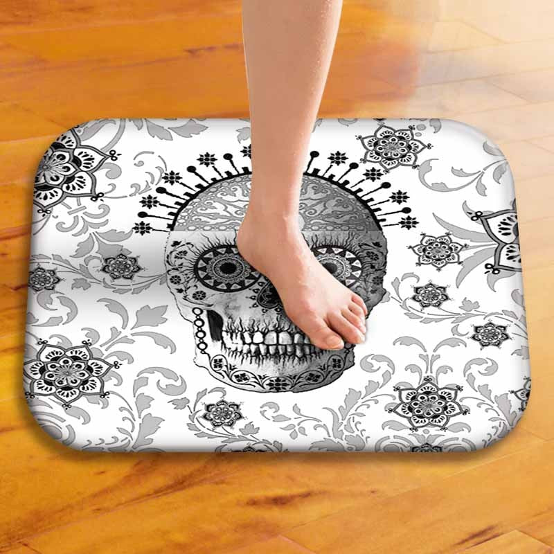 Skull Mats Flannel Carpet Non-slip Mats Home Decorations