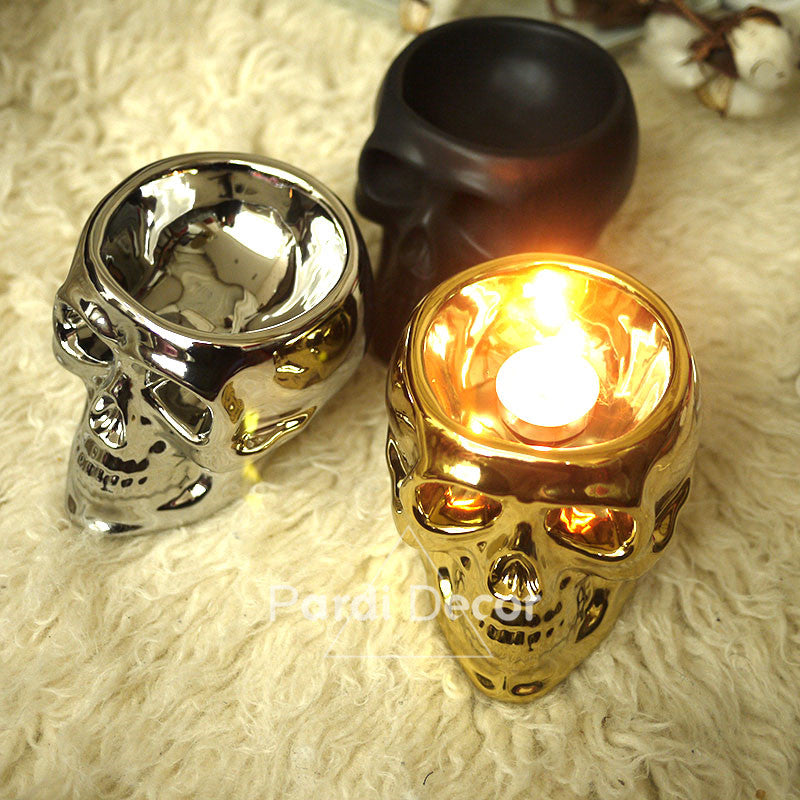Holiday alternative golden skull candle holder silver/black holder/personality decoration craft 1pc/lot
