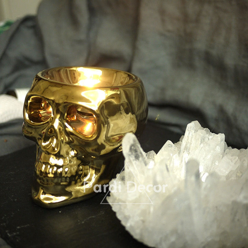 Holiday alternative golden skull candle holder silver/black holder/personality decoration craft 1pc/lot