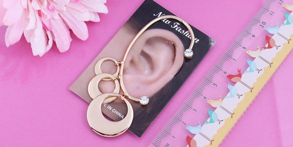 Hot 1pc Rhinestone Crystal A round shape Ear cuffs Ear clips Earring jewelry