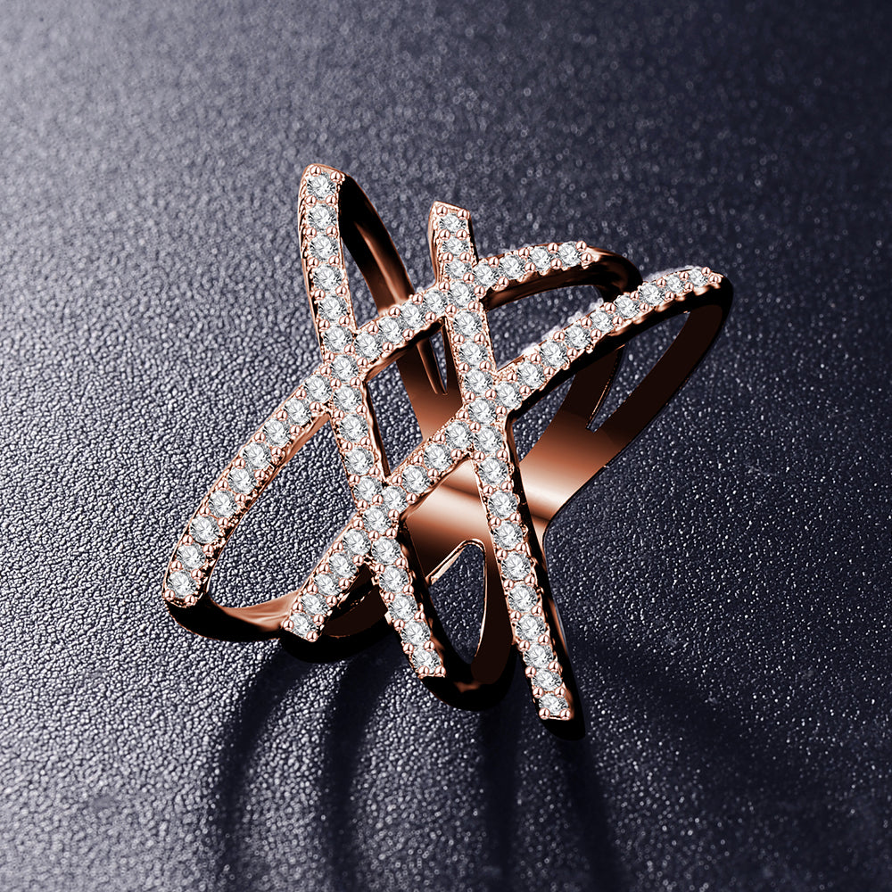 Hot!Bottom Price Only 2 Weeks Fashion Rings for Women Double Letter X Shape Ring Zirconia Micro Paved Women Anel