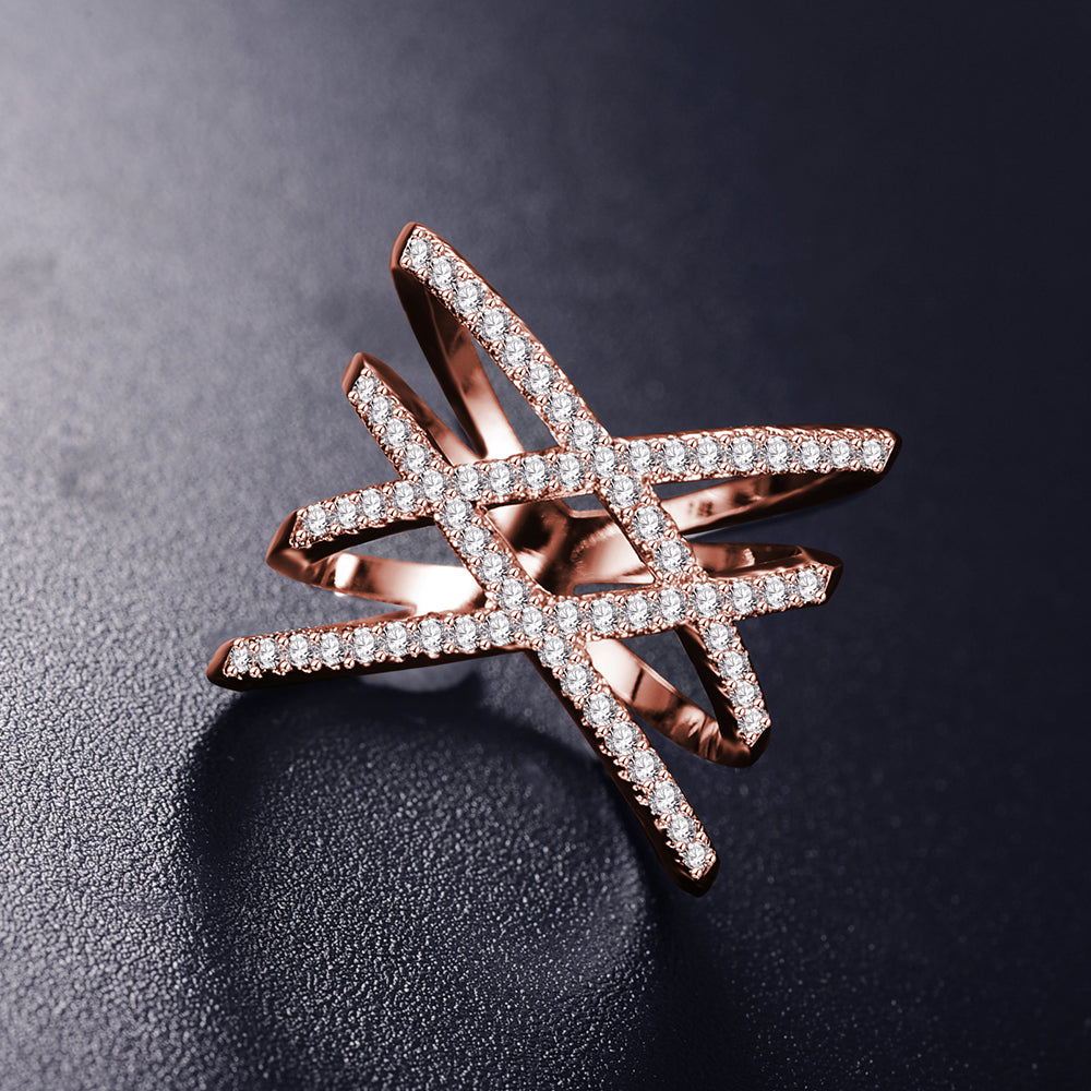 Hot!Bottom Price Only 2 Weeks Fashion Rings for Women Double Letter X Shape Ring Zirconia Micro Paved Women Anel
