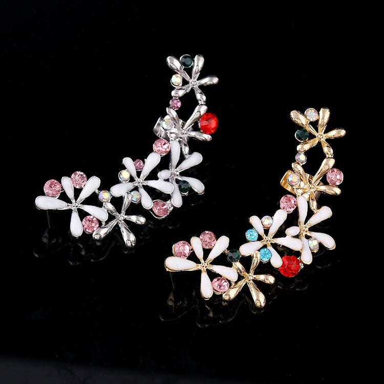 Hot Ear Clip Fashion Flower Design Ear cuff Jewelry CZ Golden Clip On Earrings Ear Cuffs For Women