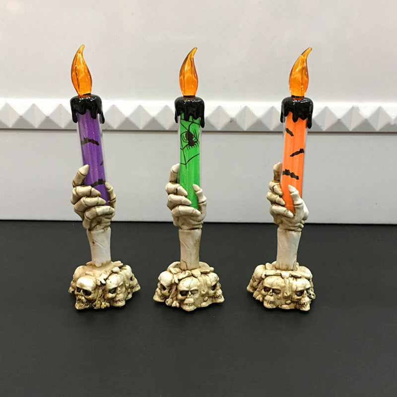 Hot Funny LED Light Candle Holder Table Stand Candelabra Skull Skeleton