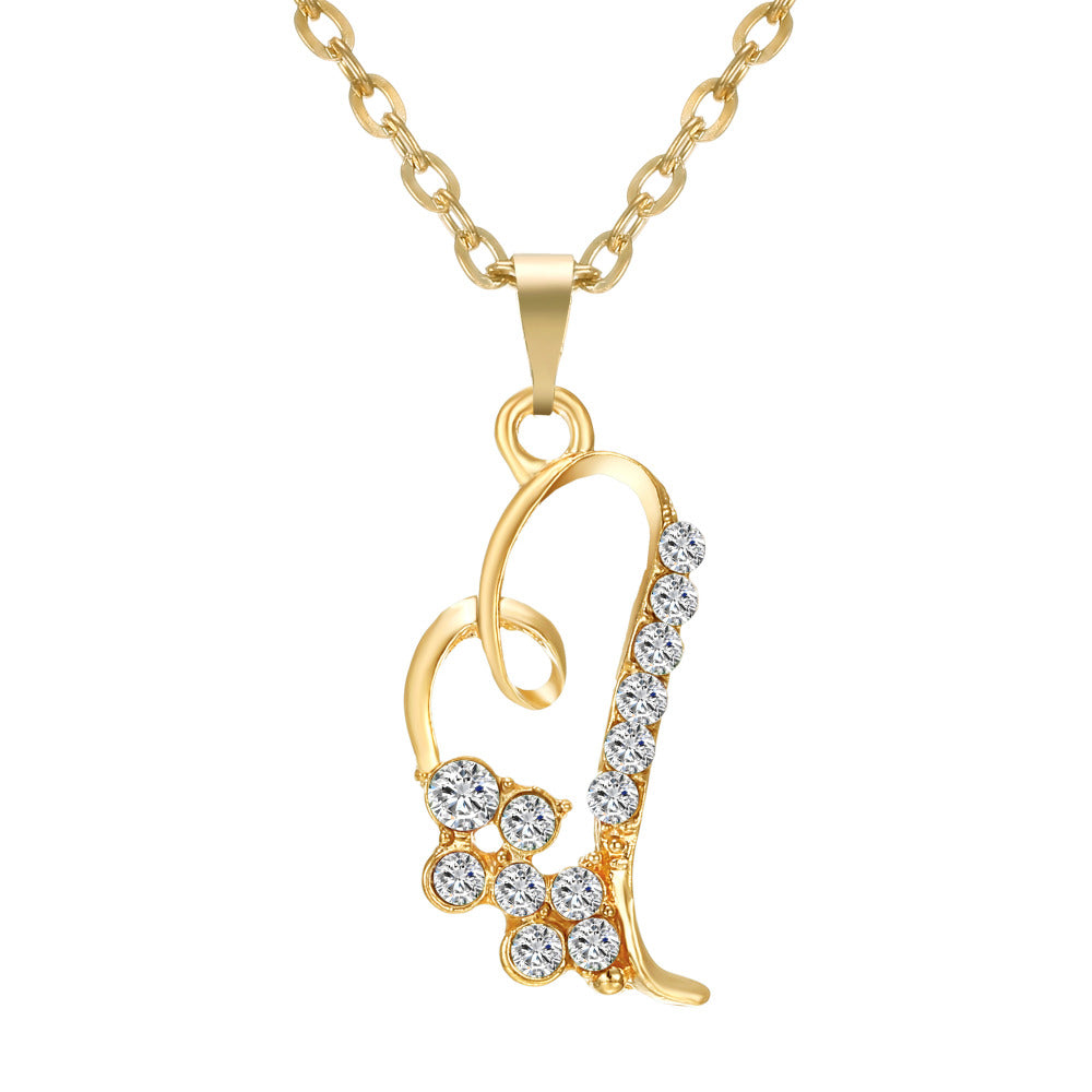 Hot Sale Mother's Day Gift Fashion Necklace Earrings Rings Jewelry Sets gold color Crystal Love Heart Wedding Jewelry Set