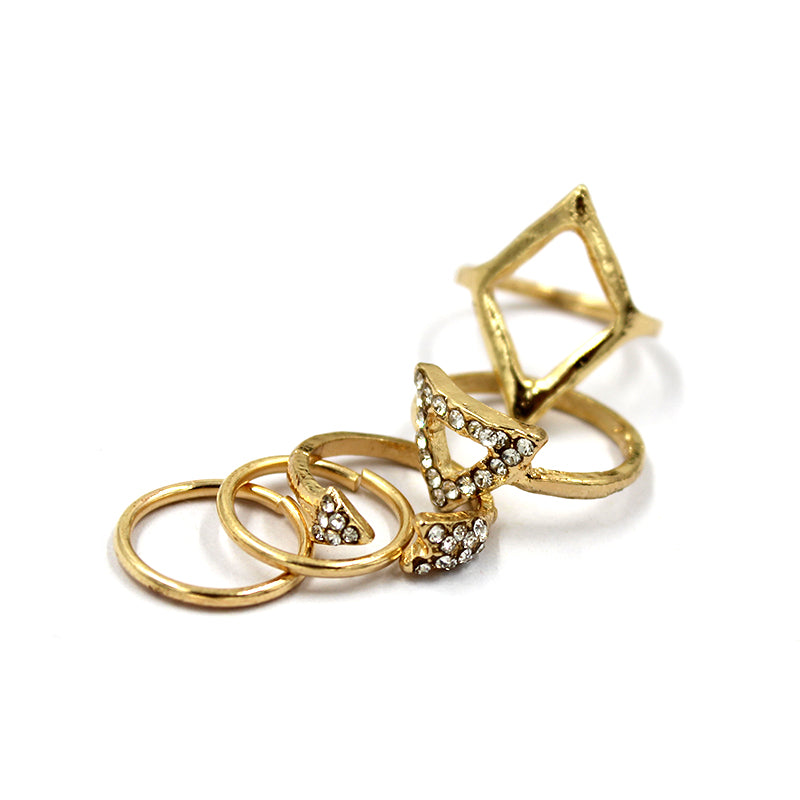 Hot sell Gold & Silver Mid Finger Ring 5pcs/Set Punk style Arrow triangle joint ring